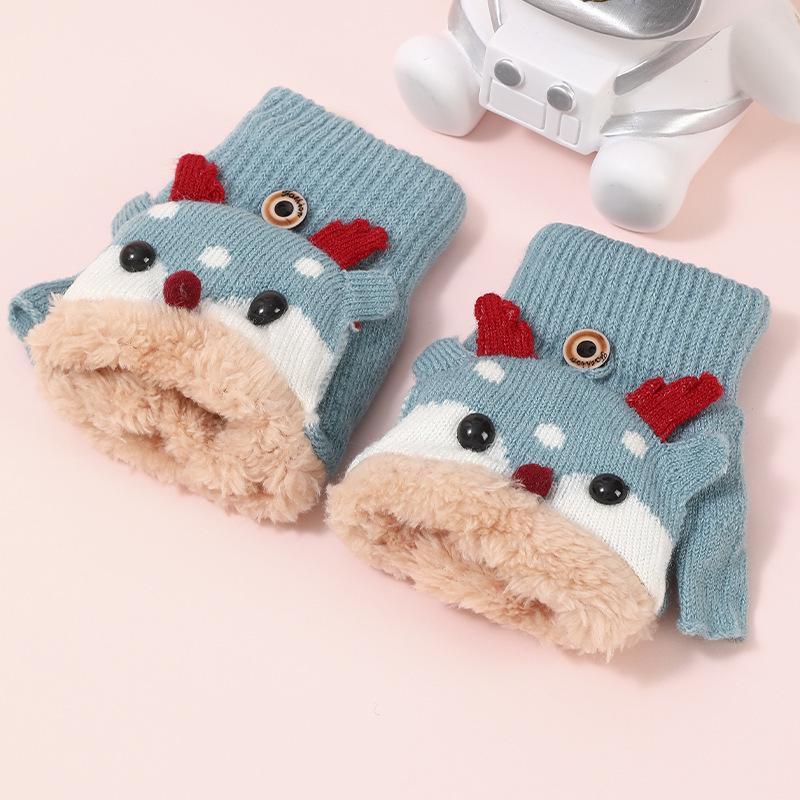 Korean-Style Cute Cartoon Fawn Flip Gloves for Students – Warm, Cold-Proof Gloves for Autumn and Winter Riding & Writing