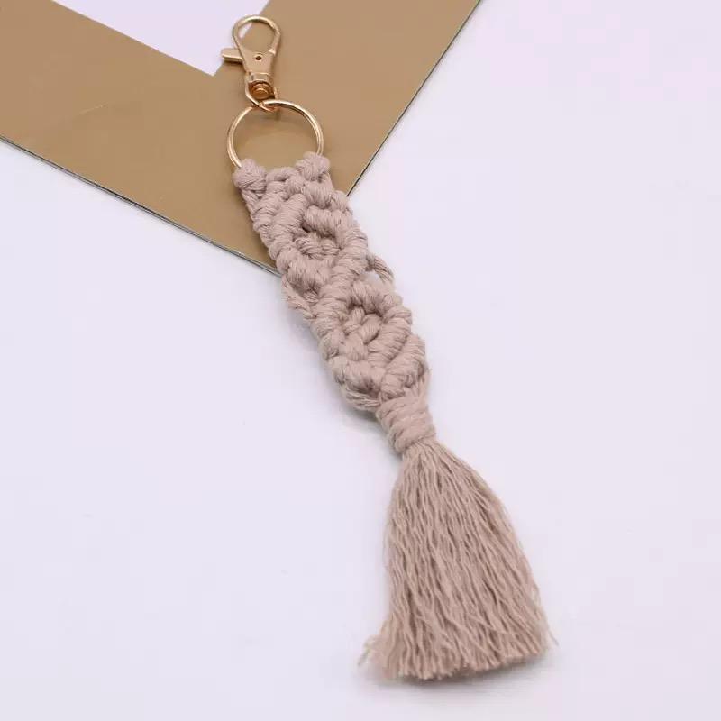 1PC Cotton Rope Handwoven Tassel Keychain Car Key Fob Bag Pendant Handbag Decorations Bag Parts Accessories