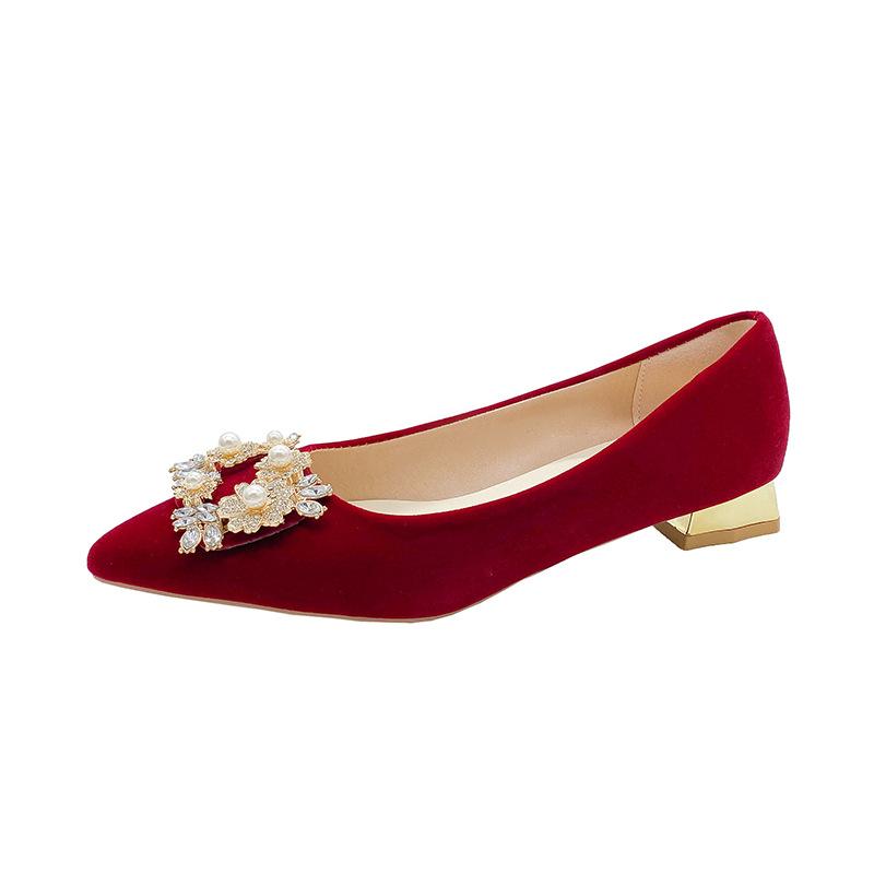 Korean version of niche thick heel wedding shoes bride shoes Xiuhe wedding dress 2024 new models are not tired feet Chinese wedding high heels