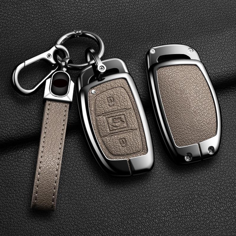 Zinc Alloy Leather Car Key Holder For Hyundai Tucson Elantra Creta Sonata Ix35 Ix45 I40 I30 I20 I10 Ioniq Accent Creata Key Fob