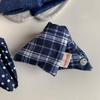 Versatile Navy Blue Polka Dot Denim Triangle Claw Clip - High-End Women's Hair Accessory
