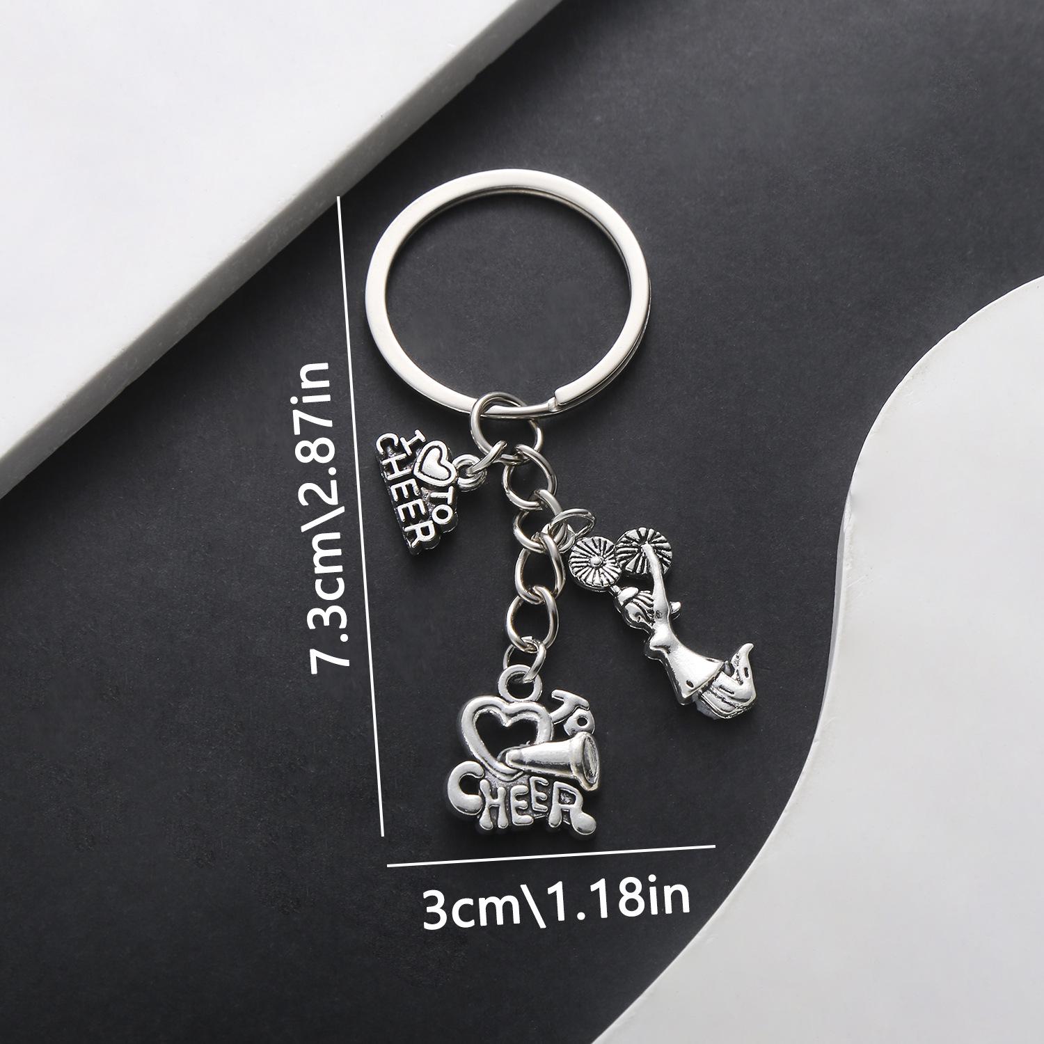 Antique Silver Cheerleader Jumping Girl Keychain and Backpack Pendant