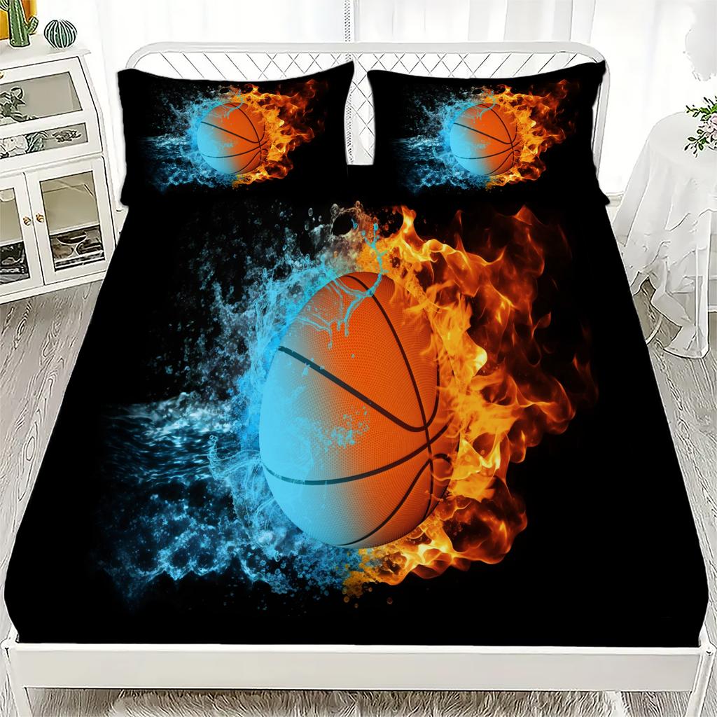 3D Fitted Sheets Basketball Soccer Bedding Printed With Elastic Mattress Cover And Pillowcase Custom 180x200cm Boy Kids Decor