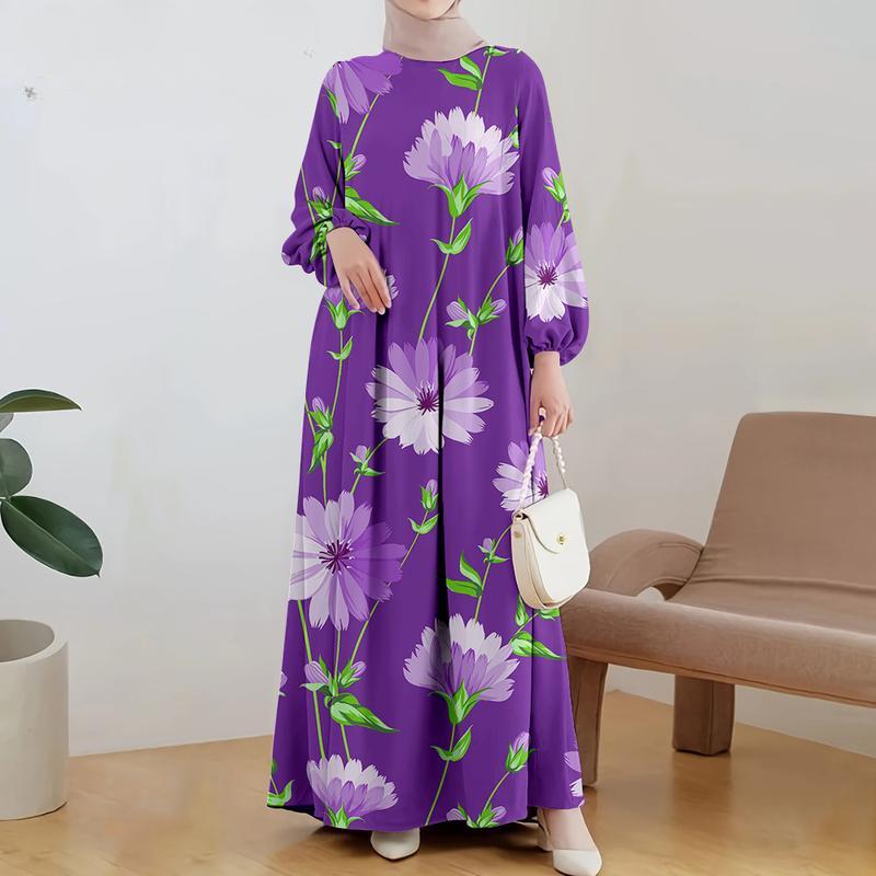 

Одежда для мусульманок, новый стиль в 2025 году, повседневная мода, пальто, цветочный принт, элегантное платье с длинным рукавом, подходит для мусульманок 5XL