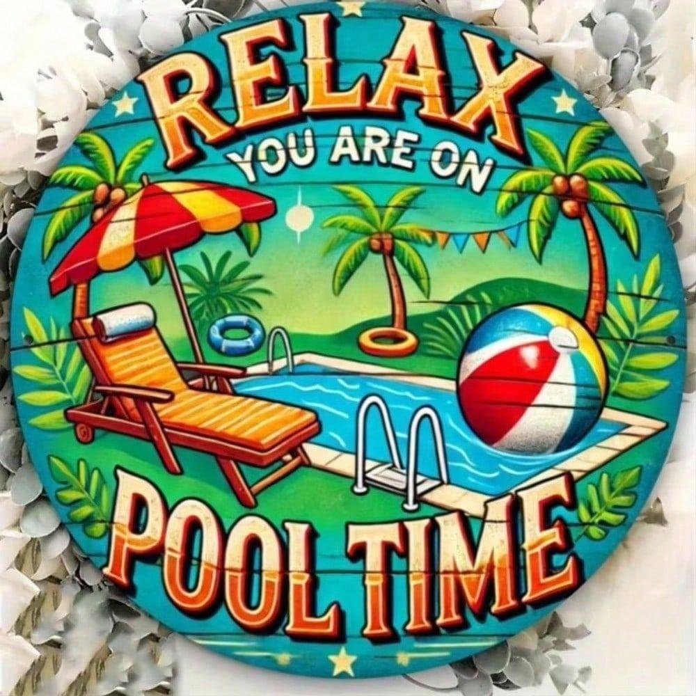Poster Metallico Arte da Parete Tropicale 1Pz Arredo Bar a Bordo Piscina Patio