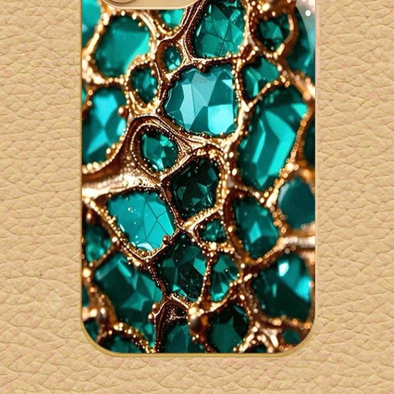 Kreatives Jade-Gold-Muster Gold-Metallic-Lack Glas-Handyhülle Für iPhone 11 12 13 14 15 16 17 Pro Max 14 Plus 17Air 16E Hülle