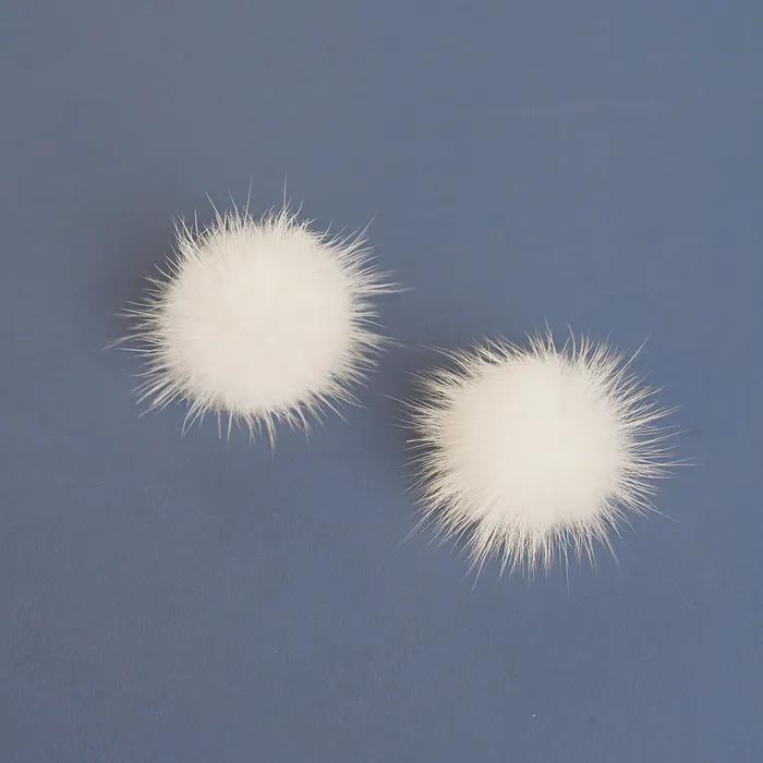 Mink Fur Earring - Ivory