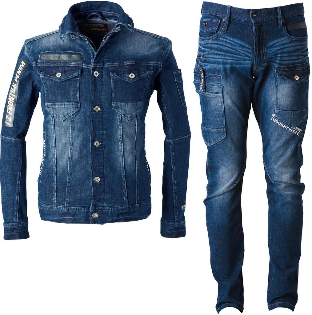 Eyes Frontier High Power Stretch Denim 3D Work Jacket Cargo Pants Top and Bottom Set 7350 7352 All Season Work Clothes Work Clothes FRONTIER Refined