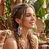 Ethnic Colorful Rhinestone Crystal Tassel Earrings For Women Vintage Niche Water Drop Shaped Earrings Vacation Daily Jewelry