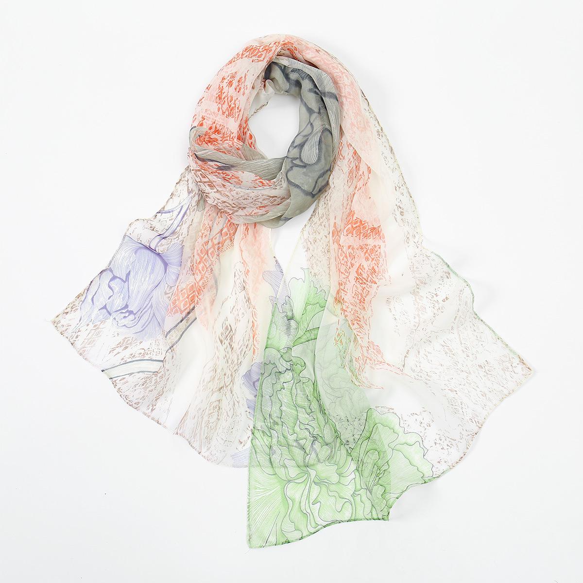 

WTEMPO Spring Summer Ice Silk Large Shawls Floral Printed Breathable Elegant Headscarf for Outings Vacations Beach Seaside, Gifts for Mom 1pc