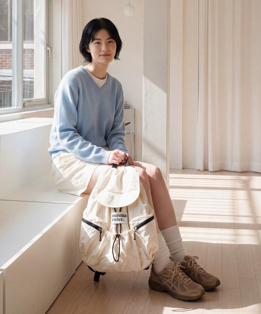 Masmarulez String Flap Backpack_Ivory
