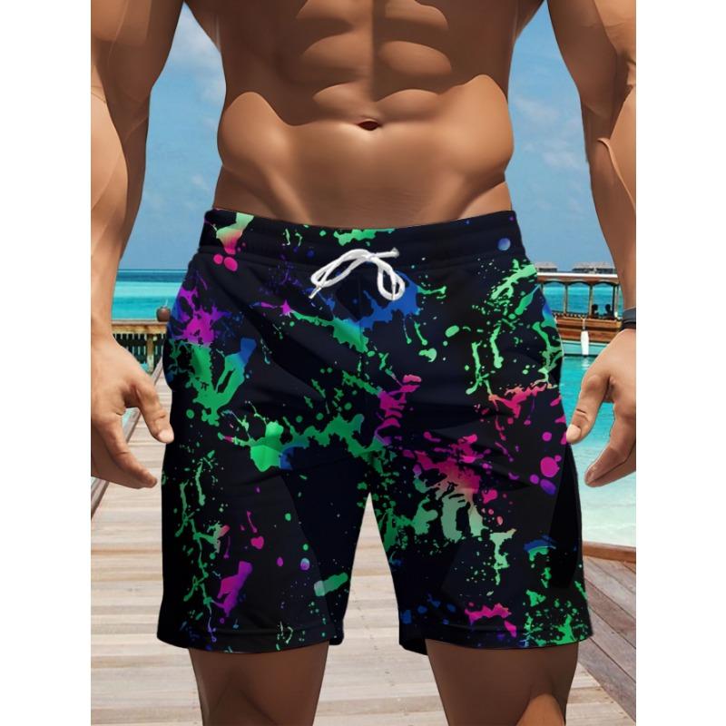 Men's Quick-drying and Breathable Beach Shorts with Colorful Prints, Are Perfect for Use At Outdoor Activities.
