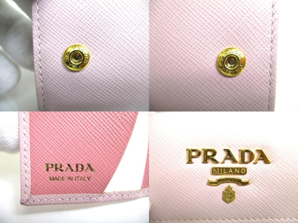 Authentic PRADA Light Pink Saffiano Metal Leather 4 Pics Key Chain #a959  Refurbished