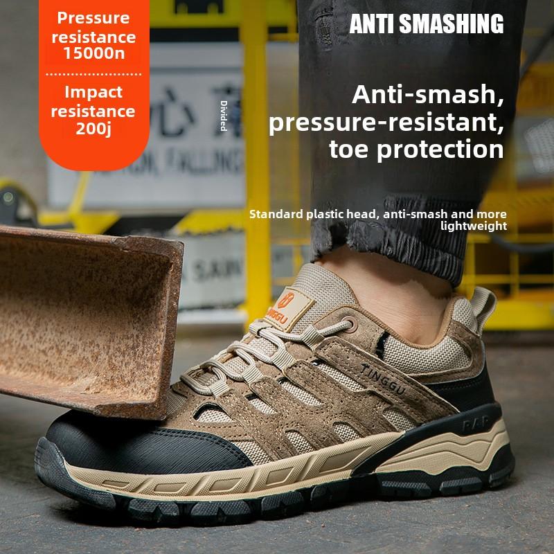 Labor Insurance Shoes for Men, Breathable Lightweight Insulated Shoes, Electricians with Anti-smash, Anti-puncture Wear-resistant Anti-odor Work Shoes