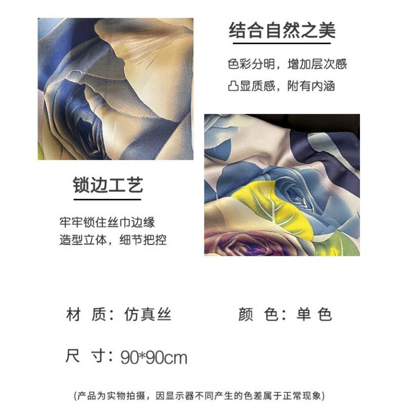 Large Square Scarf Women Lightweight Silk-Like Shawl Wrap Neck Floral Print Elegant Accessory