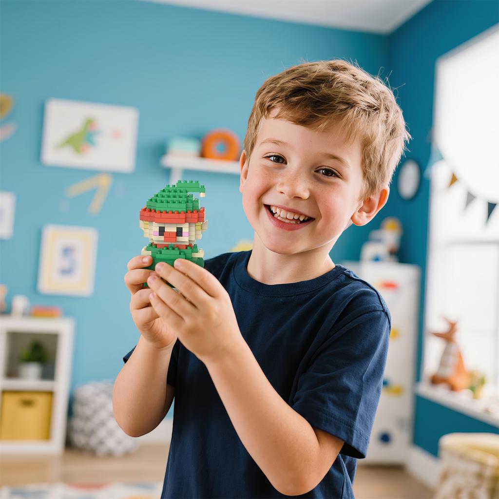 Christmas Cartoon Building Block Figurines, Snowmen, Micro-Particle Toy Gifts