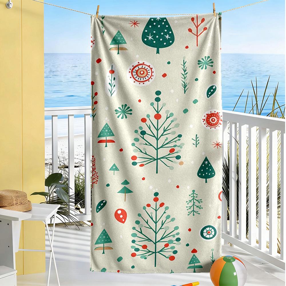 Christmas Beach Towel Super Soft Microfiber Quickdry Fabric Comfortable Lightweight