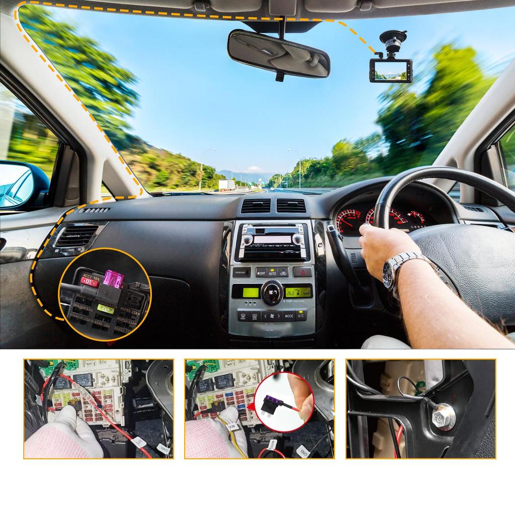Caricabatteria per auto a tensione regolabile con dash cam time-lapse e display digitale