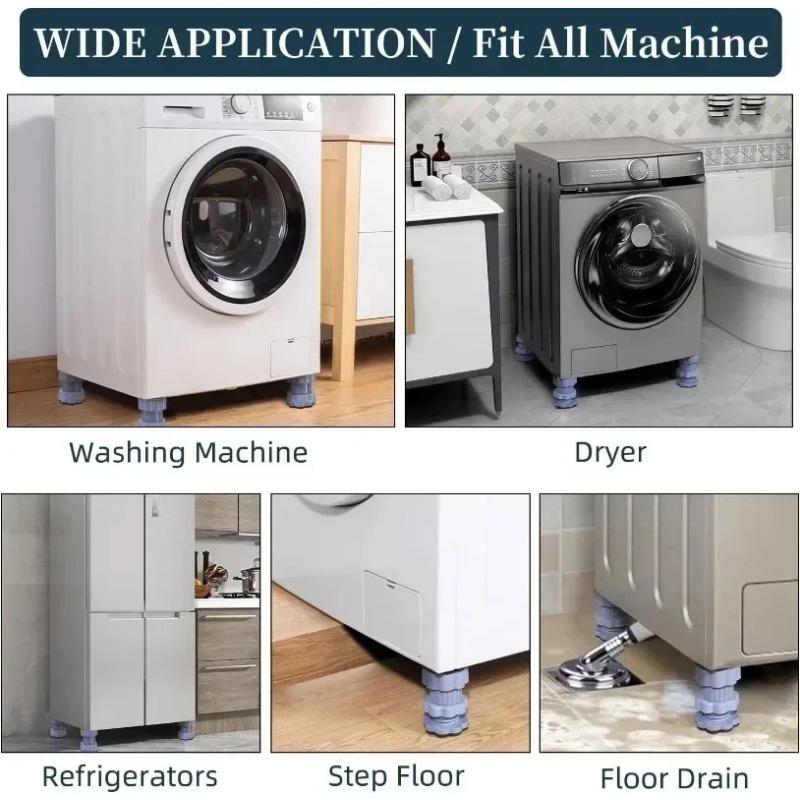 4PCS Universal Adjustable Height Washing Machine Foot Pads Anti Vibration Refrigerator Base Fixed Non-Slip Feet Stabilizer