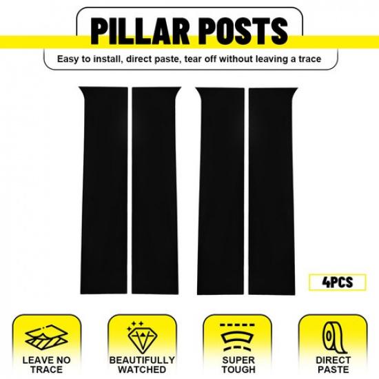 For 2014-2018 Chevy Silverado GMC Sierra Pillar Post Door Trim Cover Black 4pcs