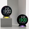 LED Digital Alarm Clock Week Date Second Hand Display Brightness Adjustable 2 Alarms Table Ambient Light 12/24H Electronic Clock