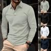 Camicia estiva da uomo con bottoni e colletto rovesciato, pullover a maniche lunghe, lunghezza media, tinta unita, stile casual da lavoro