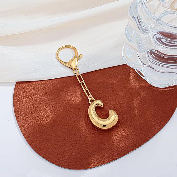 26 Alphabet Keychain: 18K Gold-Plated Pendant - Elegant Niche Design