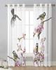 Oriole Peach Blossom Bird Flower Sheer Curtains for Living Room Decoration Window Curtains Kitchen Tulle Voile Organza Curtains