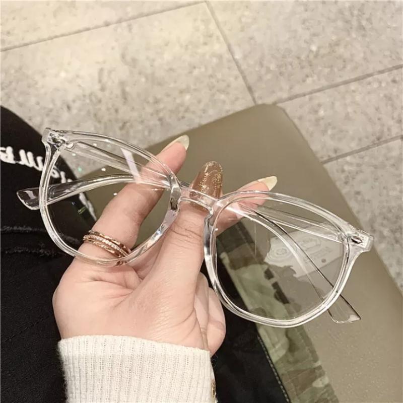 Women Myopia Glasses Men Round Anti Blue Light Computer Eyeglasses Transparent Large Frame Optical Nearsighted Eyewear 0 To -400