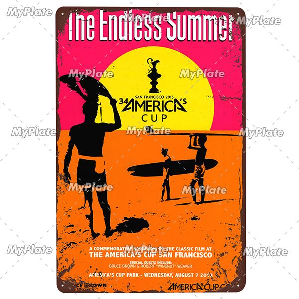 Surf Shop Vintage Metal Signs Decor Rust Tin Sign Wall Art Stickers Hawaii Poster for Bar Pub and Club Room Wall Art Decoration