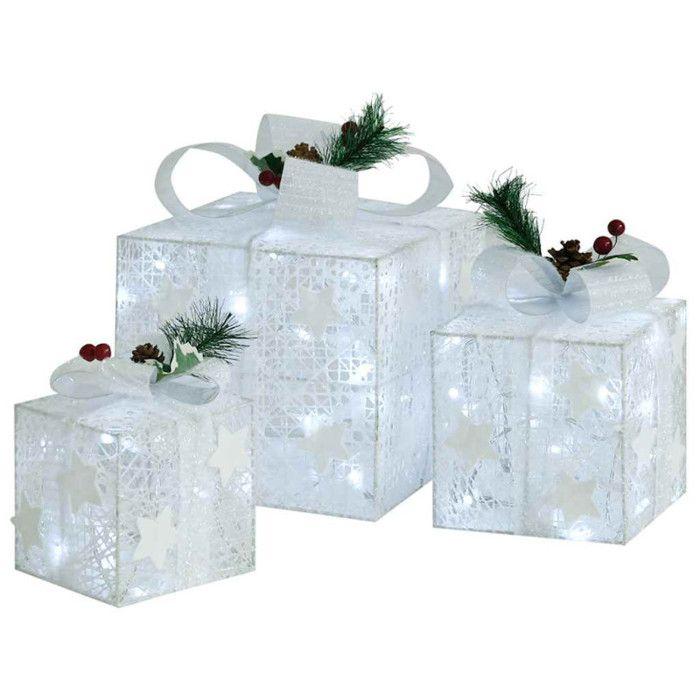 VidaXL Decorative Christmas Gift Boxes 3 Pcs Outdoor Indoor Luminous Holiday Decoration Christmas Boxes 329766