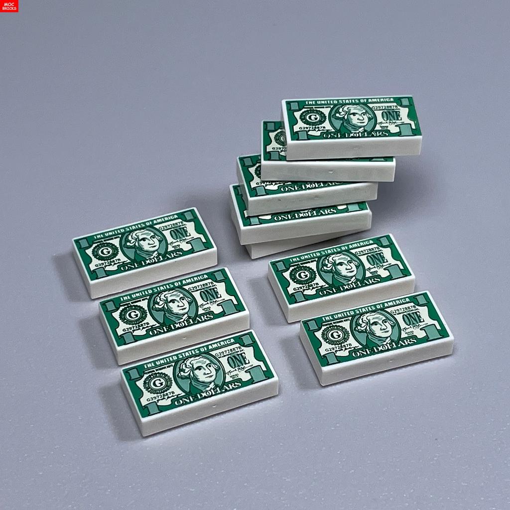 Ungiftige Moc Bausteine Horror Stadt Gold Silber Geldpistole Münzen Dollar Tasche Aktenkoffer 4cm Figur Polizei Zubehör Baustein Kinder Spielzeug