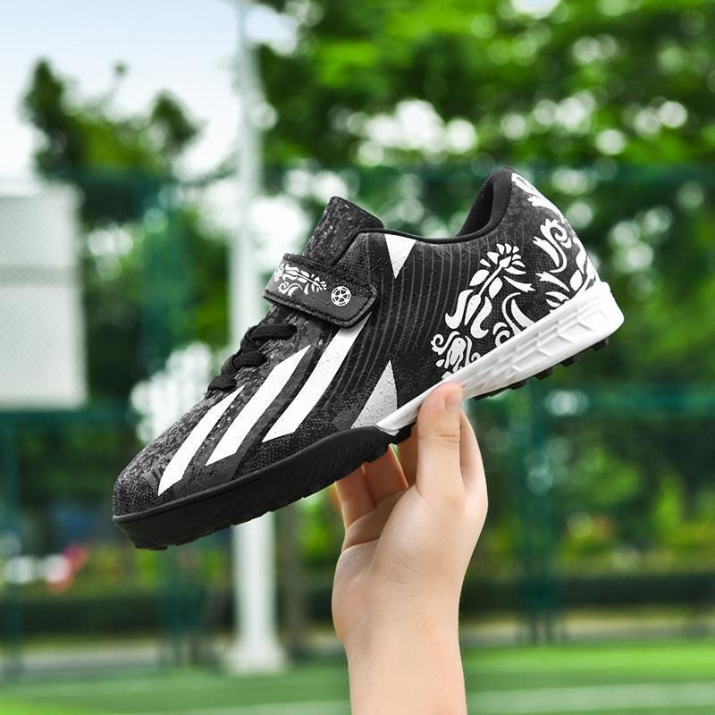 

2025 Velcro children s football shoes boys and girls primary school students broken nail sneakers artificial grass game training shoes 30