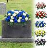 Fleur de selle pour pierre tombale de cimetière artificiel 34 têtes Rose en soie artificielle réaliste résistant aux UV Fleur commémorative pour pierre tombale extérieure