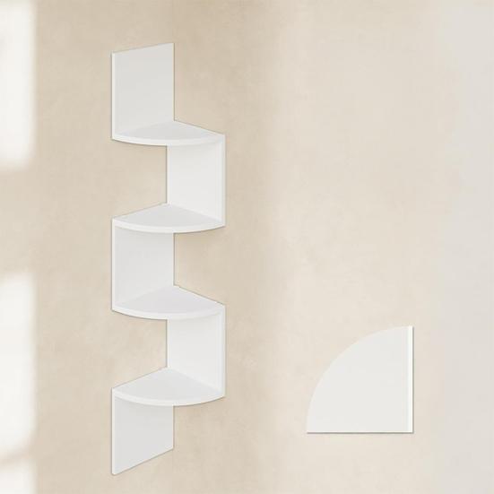 Floating Corner Shelf Wall Mounted 4-Tier 5-Tier Corner Zigzag Shelf Radial Wall Floating Shelf for Home Office Living Room Bedroom