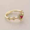 Bohemia 18K Gold Plated Open Brass Ring for Women Retro Sexy Red Cubic Zirconia Light Luxury Rhombus Dense Inlay Transparent CZ Daily Wear Jewelry