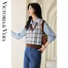 Women's Plaid V-Neck Short Sleeveless Knit Vest