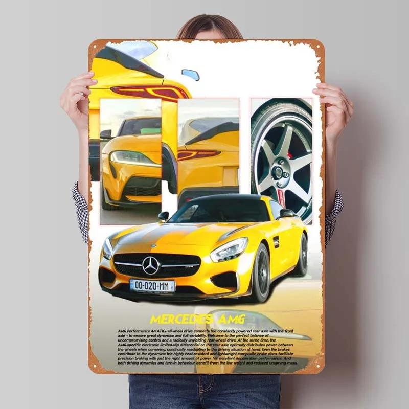 Sign Cars Poster Home Decoration Living Room Retro Metal Tin Sign Plaque for Garage Wall Art Decoration Interior