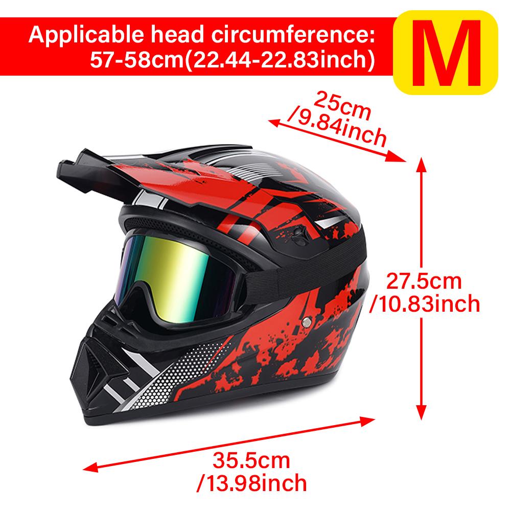 Red New Off-Road Motorcycle Helmet Atv Dirt Bike Utv Helmet with Goggles, Gloves and Mask, Including Four Models of S/m/l/xl