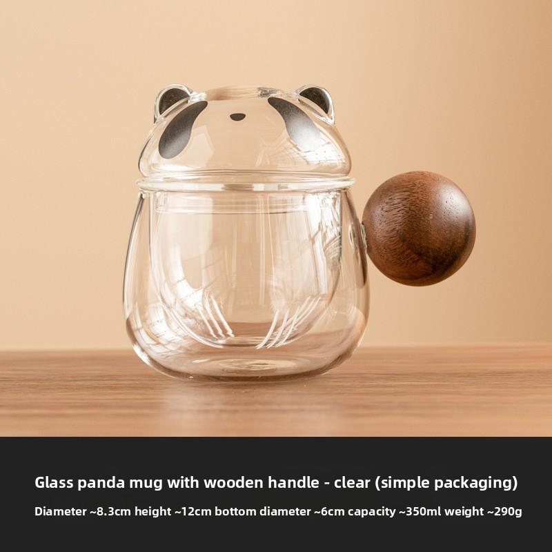 Panda Glass Mug with Tea Infuser Heat Resistant Cute Clear Design for Office Home Tea Brewing Drinking Gift 350ml