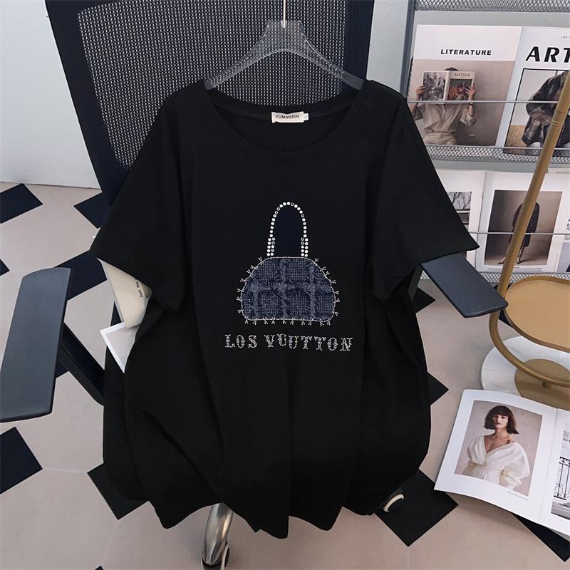 Plus Size Slimming Loose Round Neck Mid-Length Short-Sleeve Women's T-Shirt