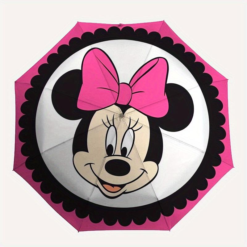 Disney Minnie Mouse,Bow Automatic Opening and Closing Umbrella Suitable for All Occasion and Business Umbrella, Unisex Portable Tri Fold S