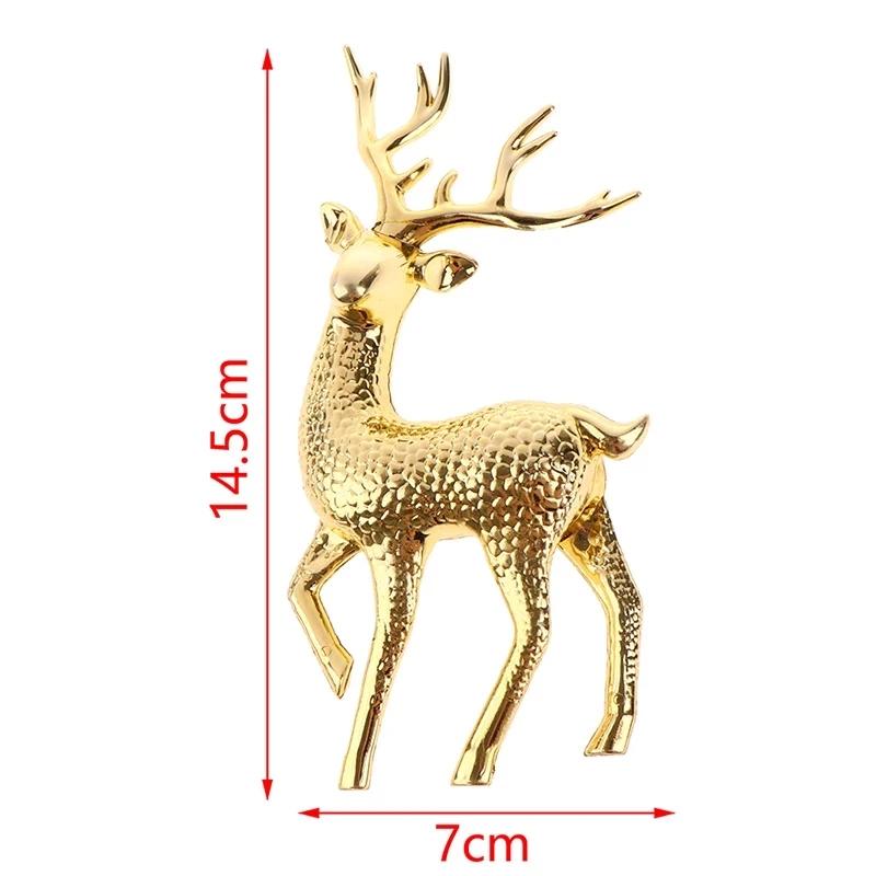 Gold Deer Statue Reindeer Figurines Plastic Elk Sculpture Living Room Luxury Home Christmas Decoration Tabletop Ornaments