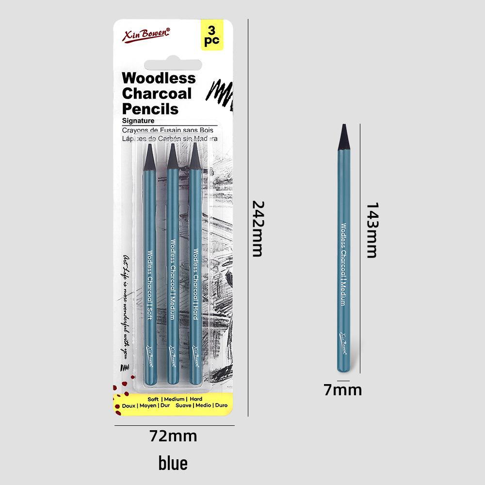 

Art Student Carbon Sketch Pencil Set - Soft, Medium, Hard 3 non-wood charcoal pencils синий