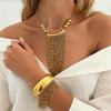 Creative Waterfall Metal Bead Chain Fringed Necklace, Fashionable Elbow Beaded Collarbone Necklace