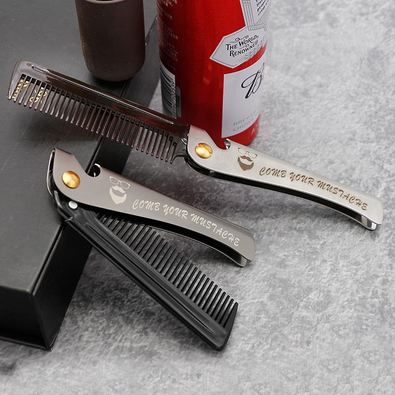 Tragbarer Retro-Klappkamm aus Edelstahl für Herren zum Friseur