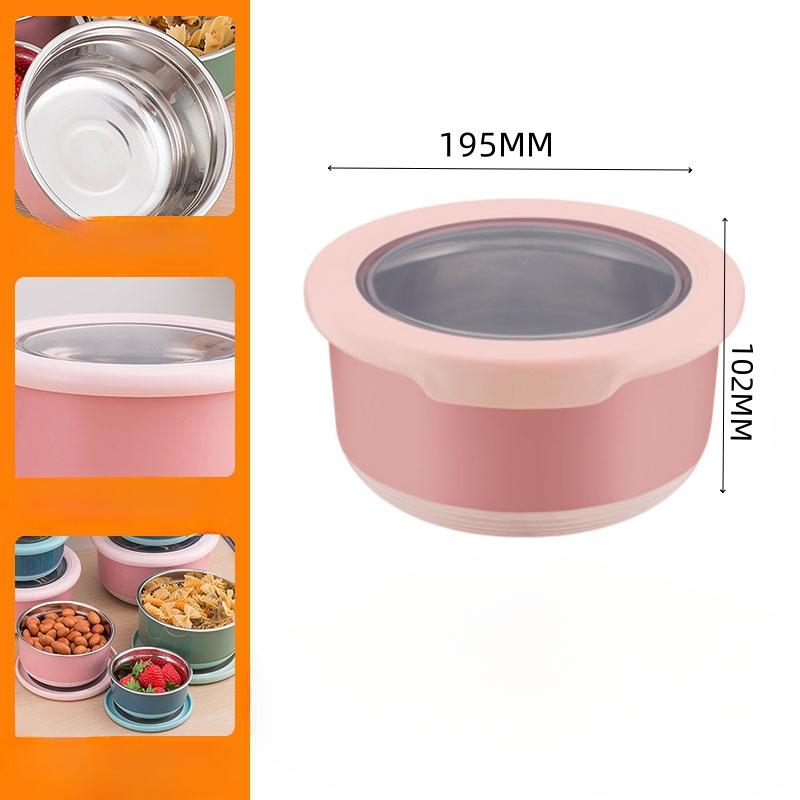 Stainless Steel Insulated Lunch Box with Lid Kitchen Food Sealed BoxHousehold Refrigerator Insulated Bowl