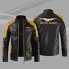 European size men's PU high-end leather jacket printed fleece warm European and American car logo Guz motorcycle jacket
