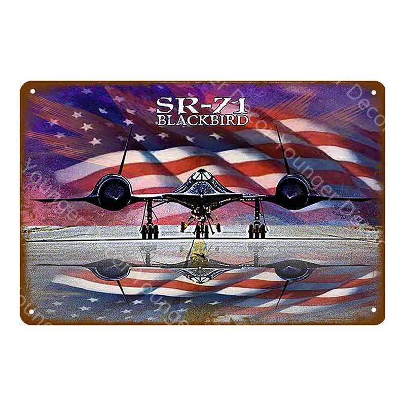 American Classic Airplane Fighter Metal Signs Aircraft Plane Wall Sticker Vintage Art Painting Poster Bar Room Home Decor YJ012