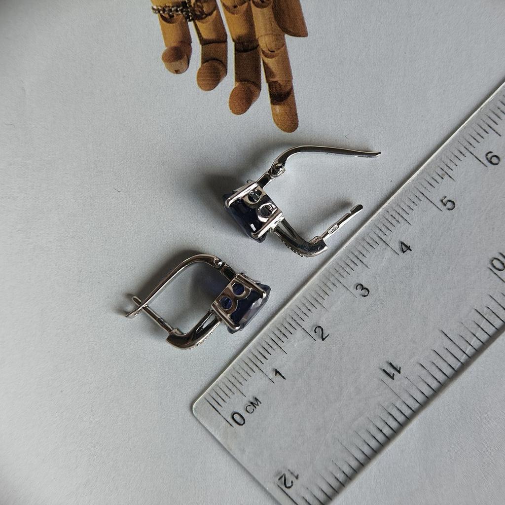 Silberohrringe mit natürlichem Saphir 6,528 ct, Zirkonia (2181002)